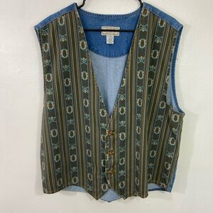 Vintage Arizona Jean Company Men’s Vest Aztec Native Boho Pattern Rodeo Western